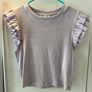 Zara Lavender Ruffle Sleeve Top Large